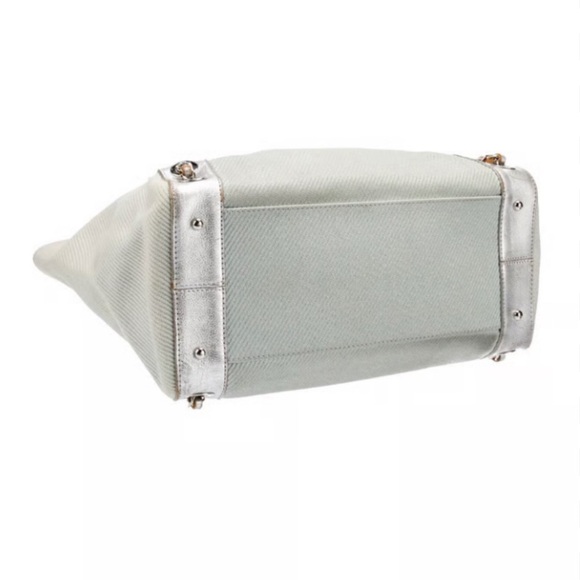 Burberry Blue Label Tote Shoulder Bag Tweed Leather Chain Strap Japan Exclusive - Picture 7 of 17